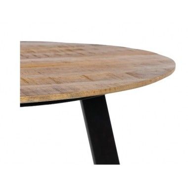 Mesa redonda en madera y hierro negro 90cm MESA IXIA - 5