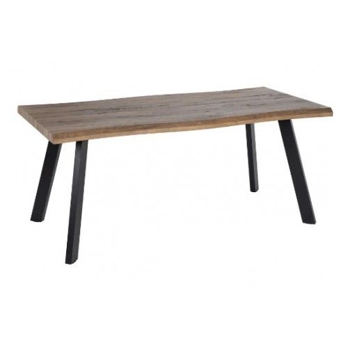 Rectangular dining table in brown wood and black metal 180cm MESA IXIA - 1