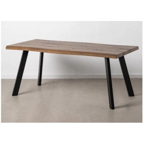 Mesa de comedor rectangular en madera marrón y metal negro 180cm MESA IXIA - 1