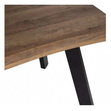 Table à manger rectangulaire en bois marron et métal noir 180cm MESA IXIA - 5