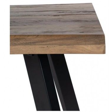 Mesa de jantar retangular em madeira marrom e metal preto 180 centímetros MESA IXIA - 6