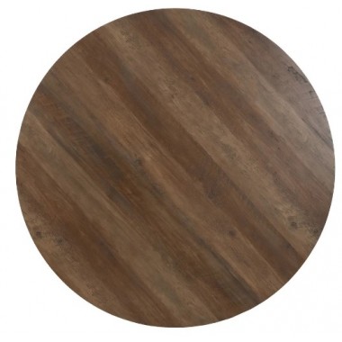 Round dining table in brown wood and black metal 120cm MESA IXIA - 8