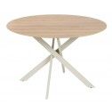 Table à manger ronde design original et métal crème 120cm MESA IXIA - 1