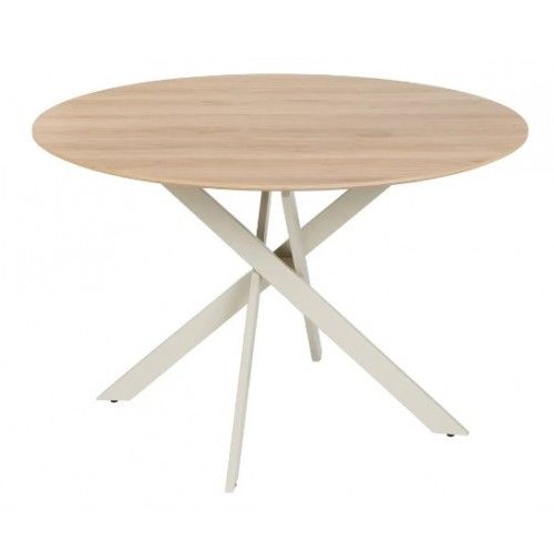 Mesa de jantar redonda Design original e creme metal 120cm mesa IXIA - 1