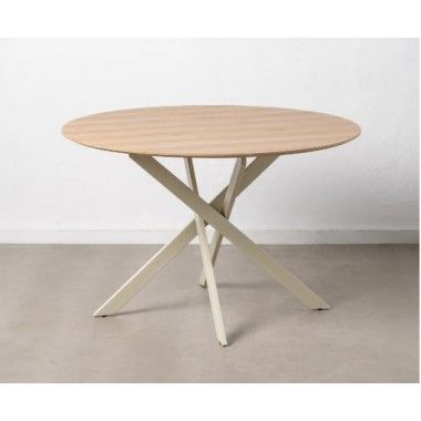 Round dining table original design and cream metal 120cm MESA IXIA - 2