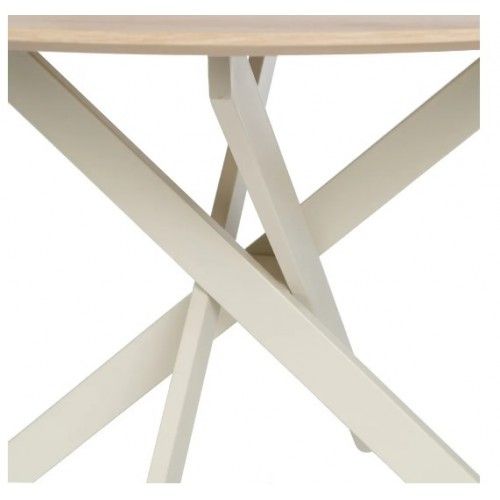 Mesa de jantar redonda Design original e creme metal 120cm mesa IXIA - 5
