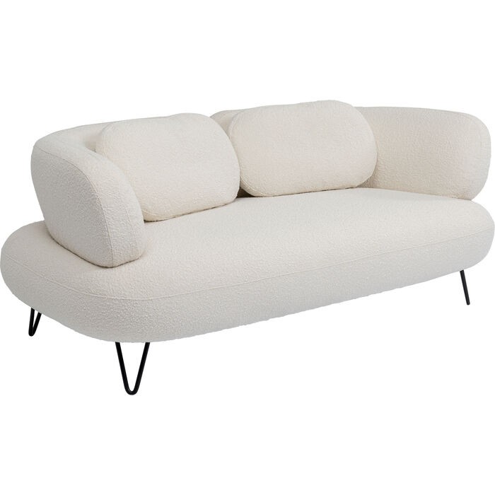 Sofa PEPPO cream fabric and black legs KARE Design — front view and full silhouette