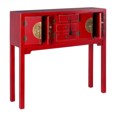 Consola roja 4 puertas 3 cajones 95x26x90 cm IXIA - 2