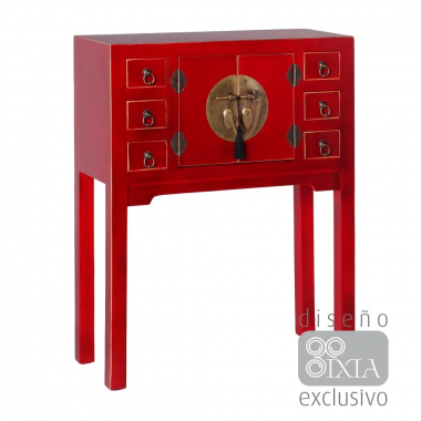 Console vermelho 6 gavetas 2 portas orientadas IXIA - 1