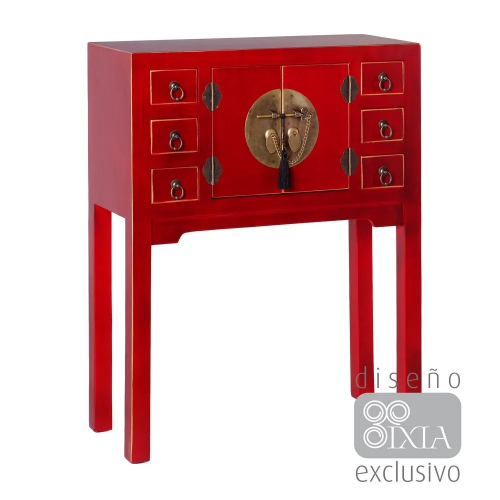 Console vermelho 6 gavetas 2 portas orientadas IXIA - 1