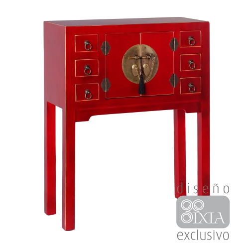 ORIENTE red console 6 drawers 2 doors IXIA - 1