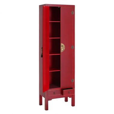 Armoire bois rouge 2 tiroirs 2 portes métal ORIENTE IXIA - 2