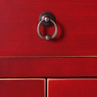 Mueble madera roja 2 cajones 2 puertas metal ORIENTE IXIA - 5