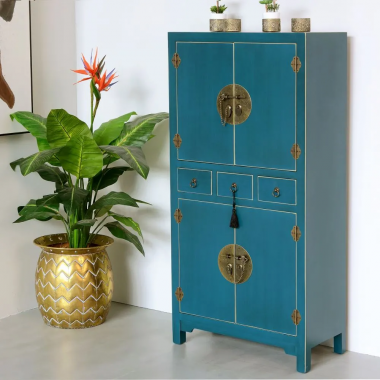 Blue Wood Bildrer 3 Gavetas 4 Portas Metal Oriente IXIA - 1 2
