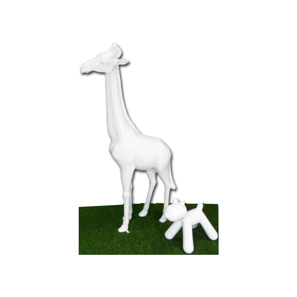 Gelakte witte giraffe standbeeld By-Rod - 1
