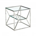 Mesa auxiliar vidrio metal 55x55cm HEXA