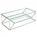 Mesa de centro rectangular de vidrio y metal 120x60cm HEXA