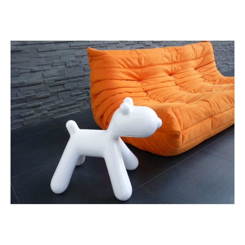 Estátua do cão Design branco lacado