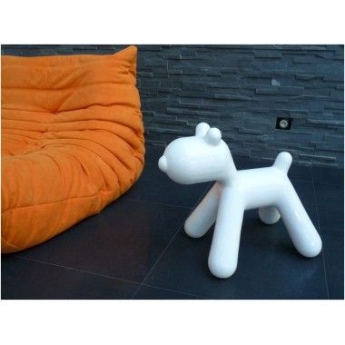 Statue Dog Design weiß lackiert 2