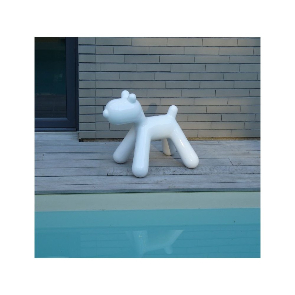 Statue Dog Design weiß lackiert