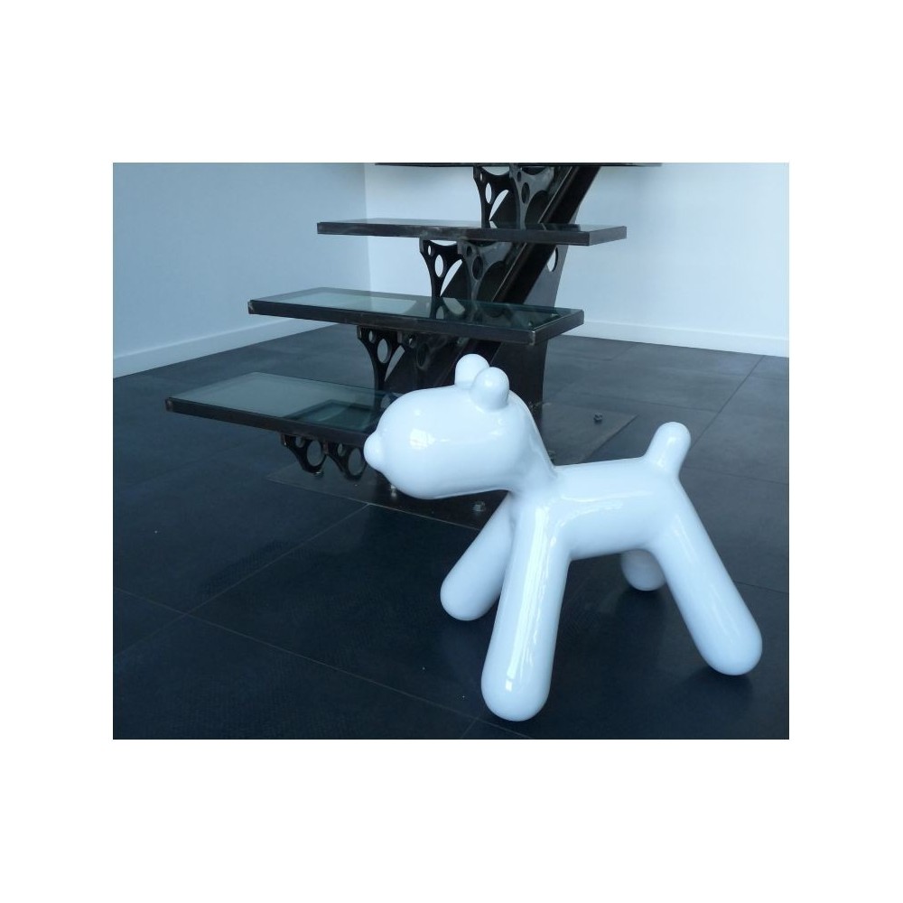 Statue Dog Design weiß lackiert