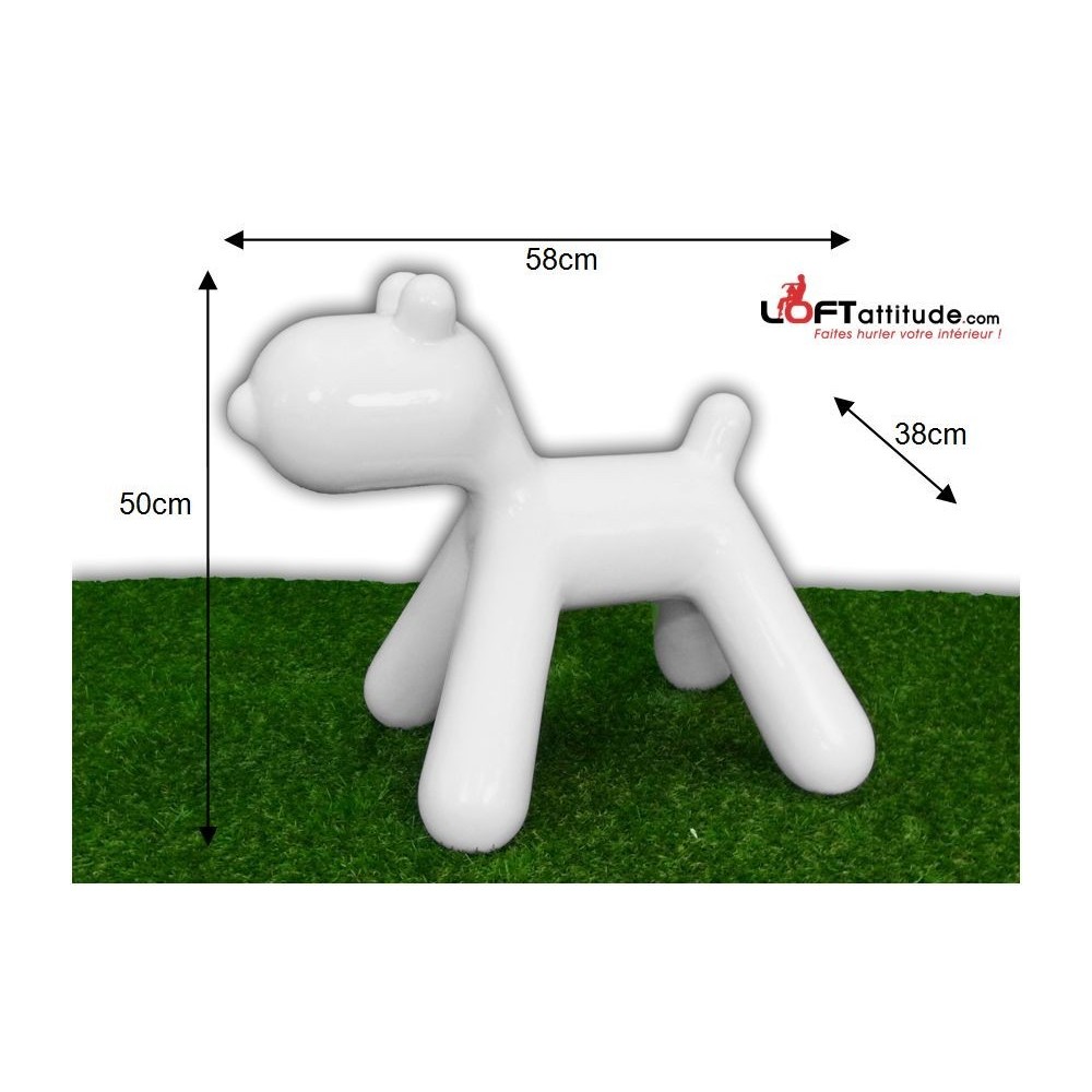 Statue Dog Design weiß lackiert