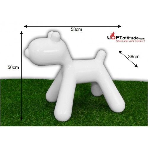 Statue Dog Design weiß lackiert