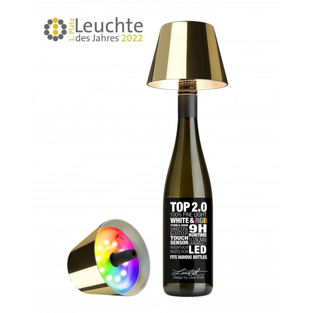 Wiederaufladbare Flaschenlampe TOP 2.0 Gold RGBW SOMPEX SOMPEX - 1