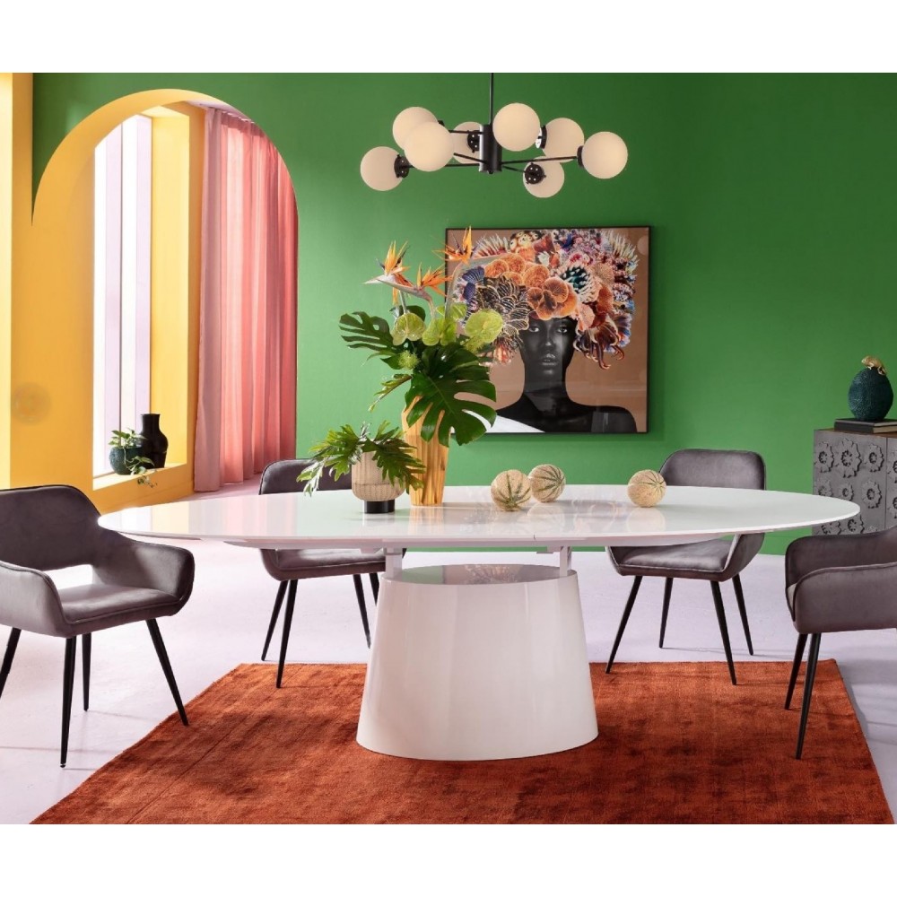Eettafel ovale witte verlengbare Benvenuto Kare design - 2