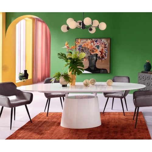 Benvenuto branco estiramento oval mesa de jantar Kare design - 2