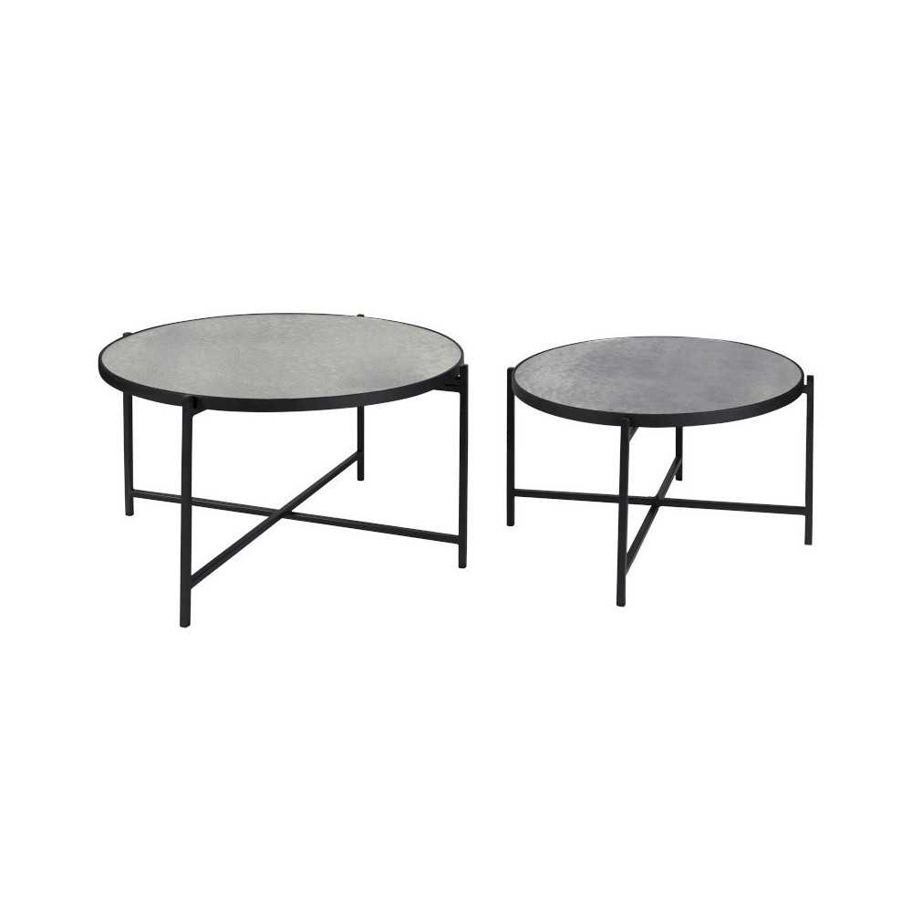 Set of 2 round coffee tables Ø60/75cm LAURENE DRIMMER - 1