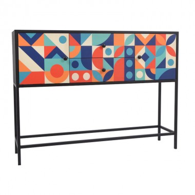 MOZAIC colored wood console 2 doors 2 drawers DRIMMER - 1