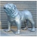 Statue Bouledogue Anglais gris argent brillant