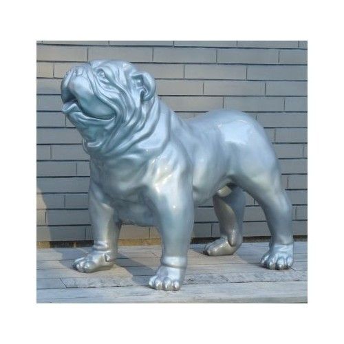 Standbeeld Bulldog Engels Grijs Helder Zilver