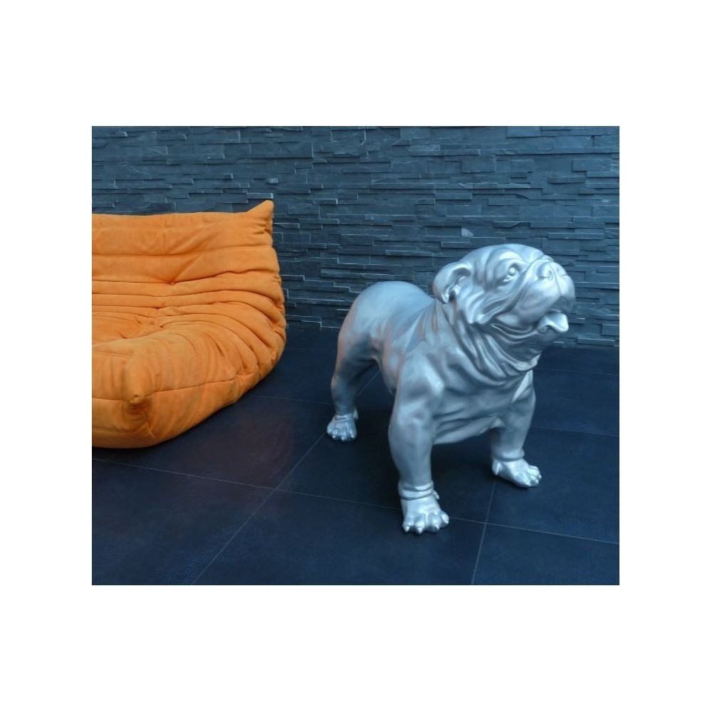 Statue Bouledogue Inglés plata brillante