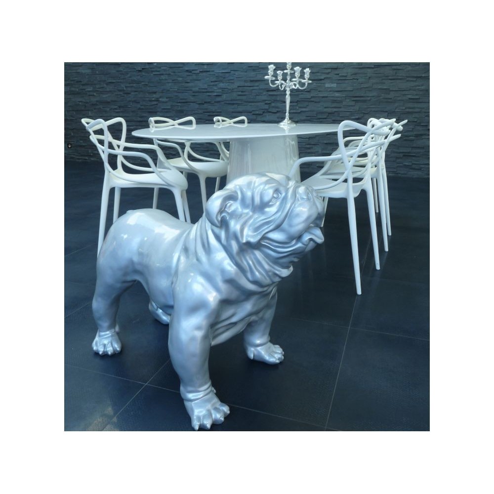 Statue Bouledogue Inglés plata brillante