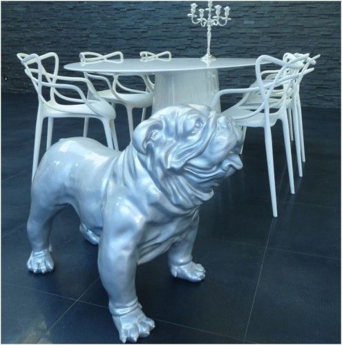 Statue Bouledogue Inglés plata brillante