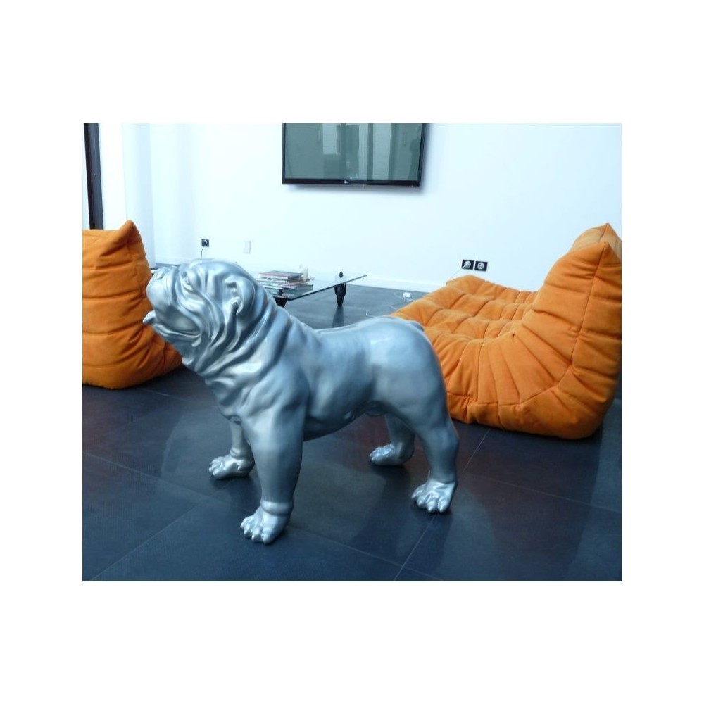 Standbeeld Bulldog Engels Grijs Helder Zilver