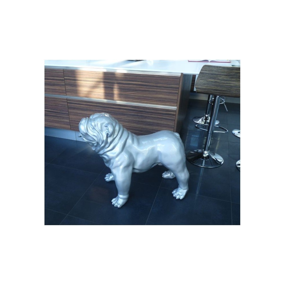 Statue Bouledogue Inglés plata brillante