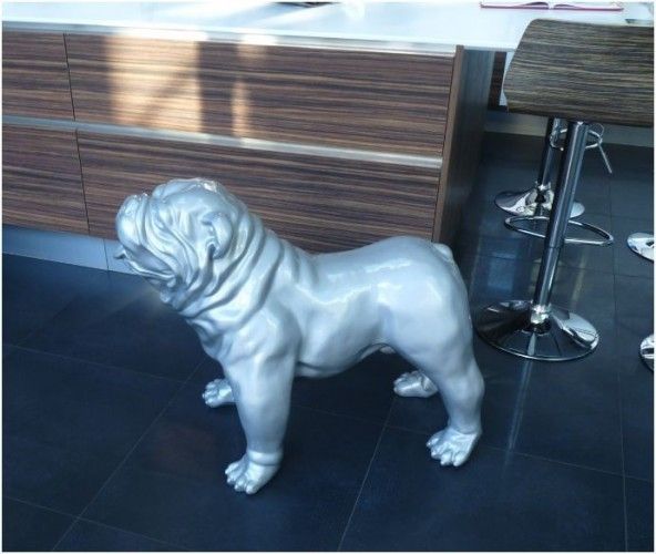 Statue Bouledogue Inglés plata brillante