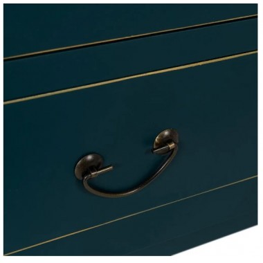 Short cabinet blue wood with 2 drawers 2 metal doors ORIENTE IXIA - 7