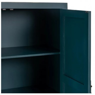 Kleine kast met blauw patroon 2 laden 2 metalen deuren IXIA - 8