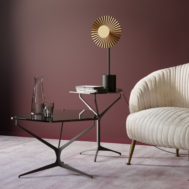 Tabela de café Design de vidro e espaço escuro de aço preto Kare design - 1 2