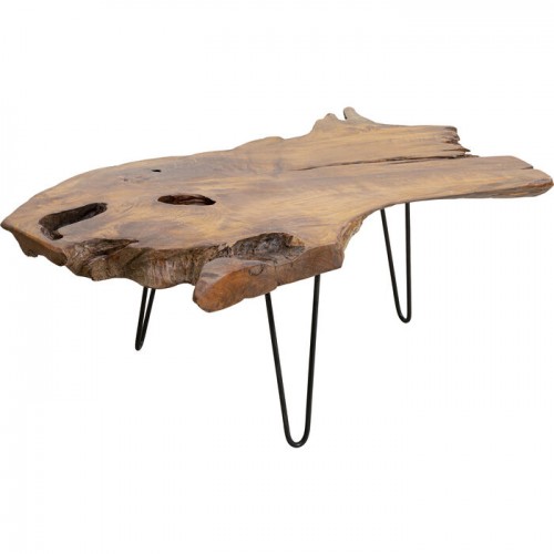 Tavolino basso ASPEN teak massello e gambe in acciaio nero KARE Design — vista posteriore