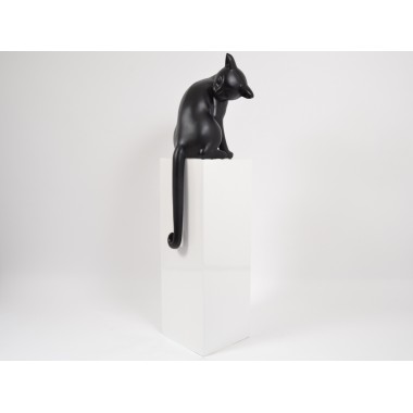 Estátua gato preto mate na base branca CLASSY DRIMMER - 1