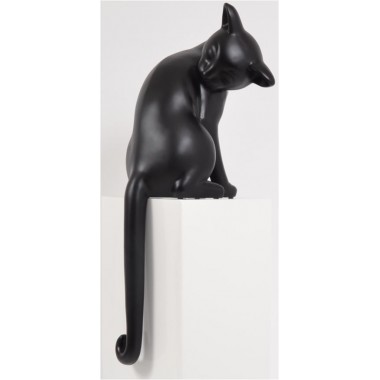 Estátua gato preto mate na base branca CLASSY DRIMMER - 4