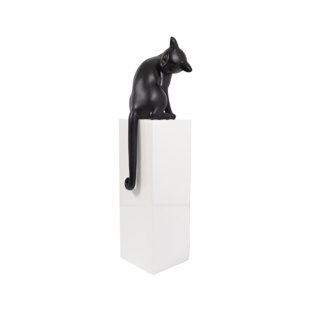 Statue matt schwarz Katze auf weißem Boden CLASSY