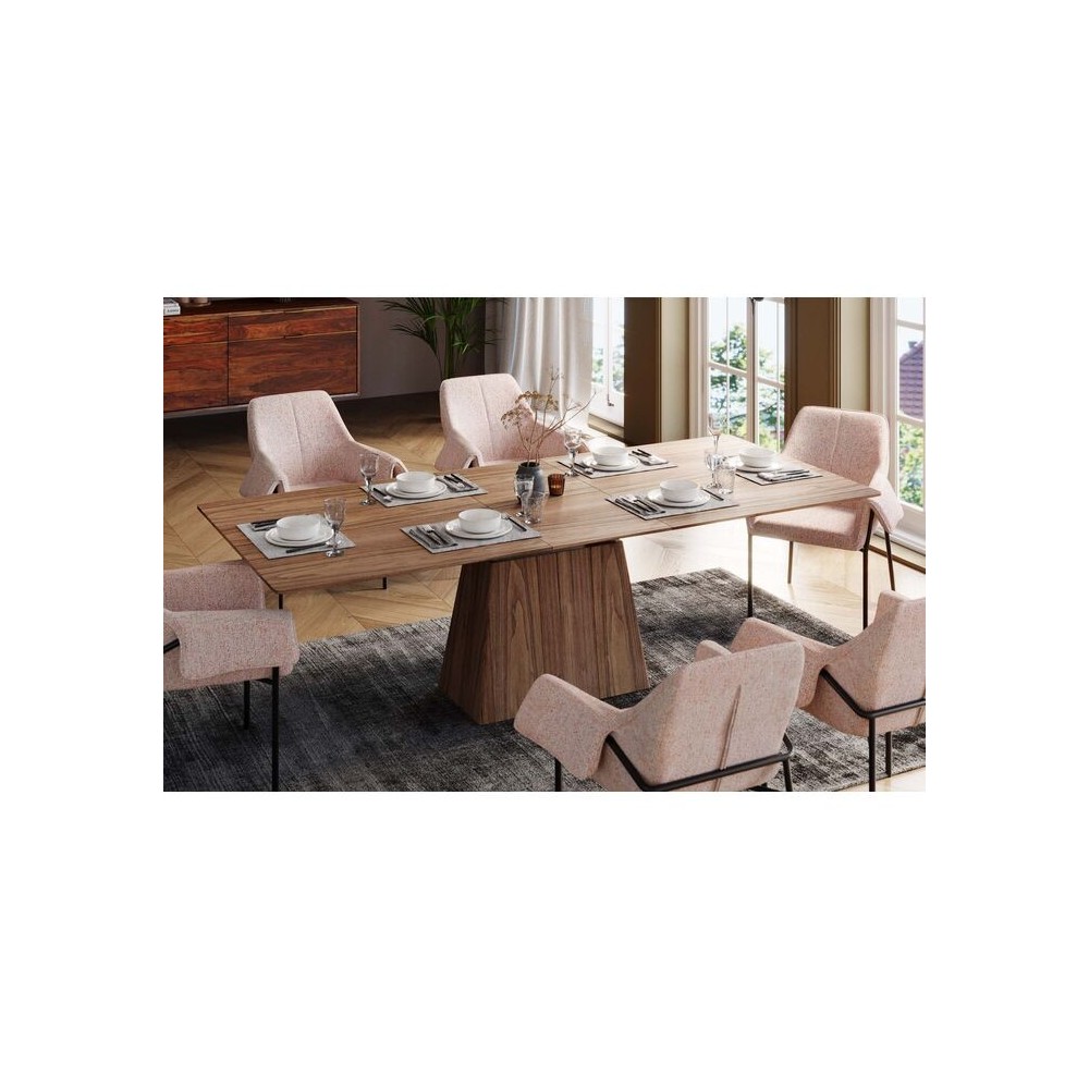 Extensible rectangular dining table wood walnut Benvenuto Kare design - 2