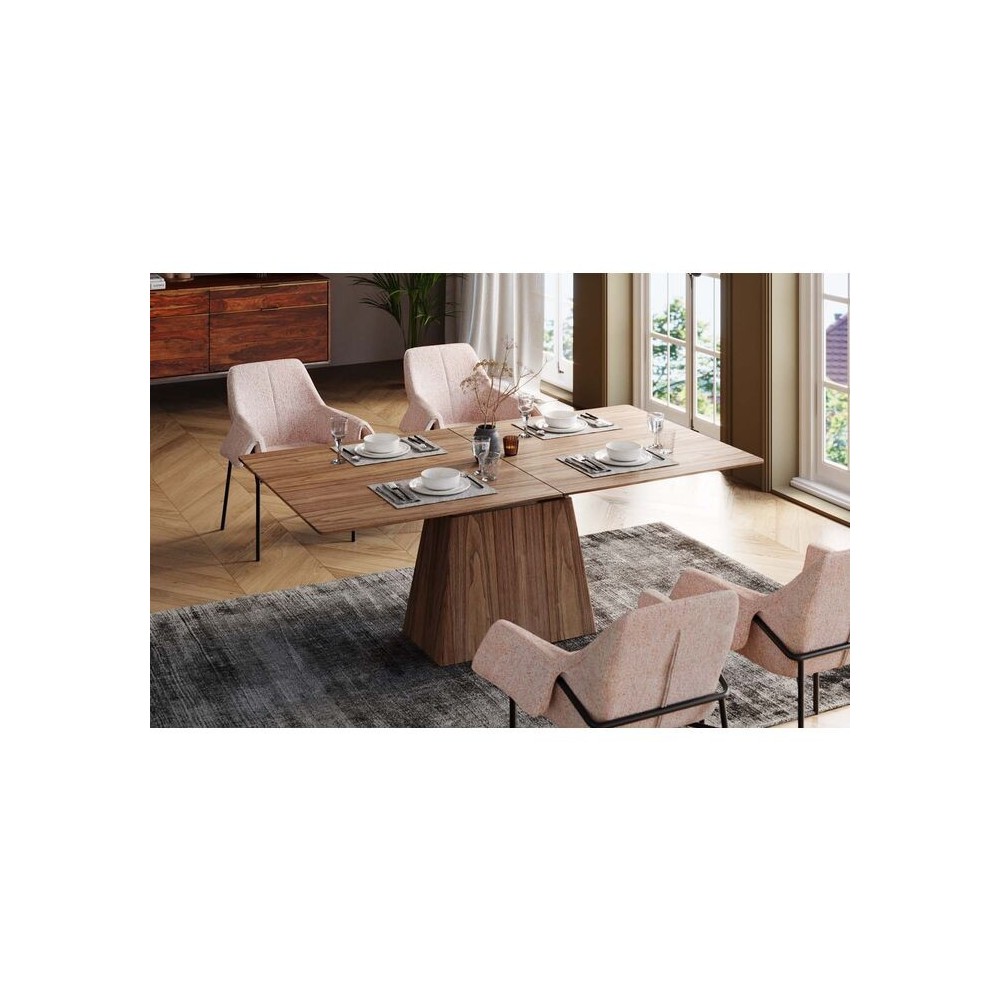 Estiramento Mesa de jantar retangular noz Benvenuto Kare design - 3