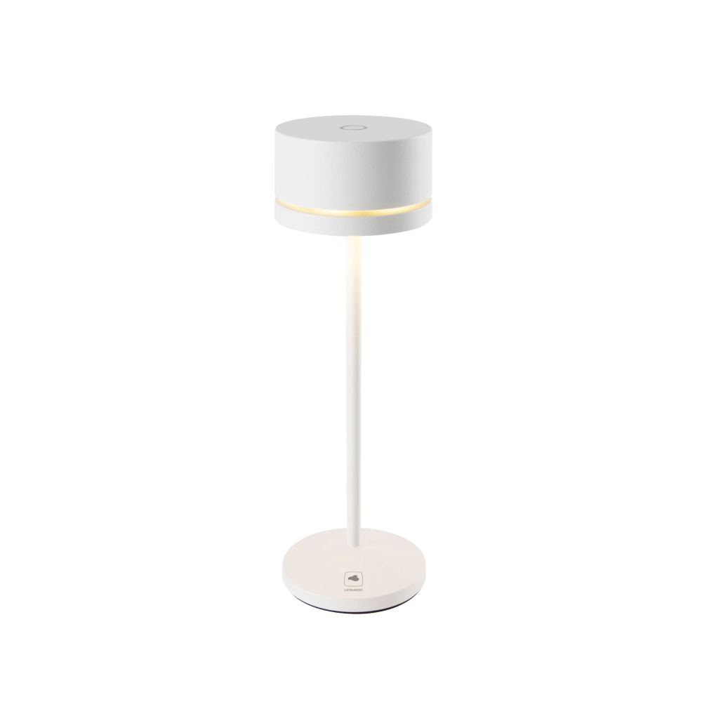 White battery table lamp MONZA LEONARDO